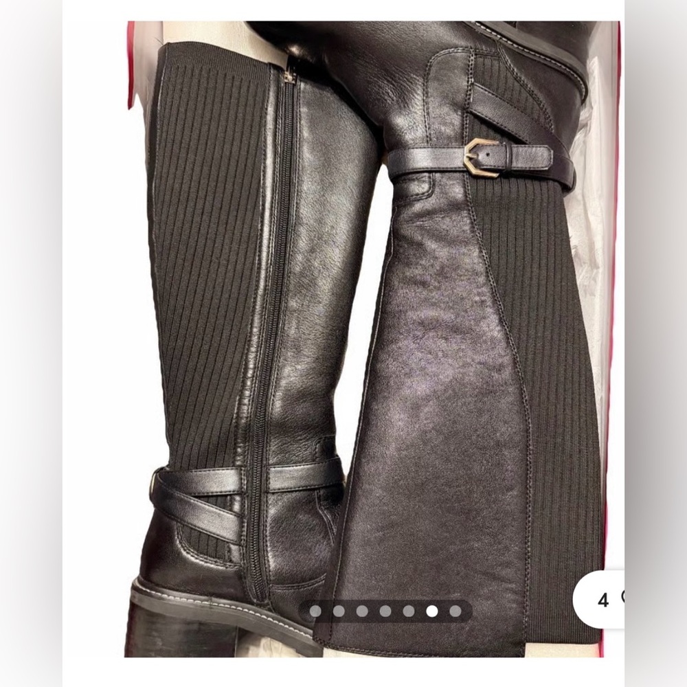 Vince Camuto Kestala Riding Boot Knee High Stretch Black 7 1/2 Women's New
